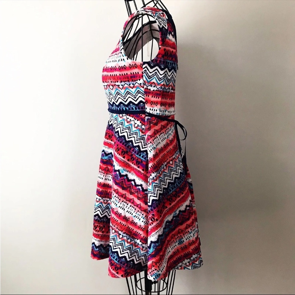 Speechless Girls Fit & Flare Geometric Print Multicolored Stretch Dress Size 12 - Picture 3 of 5